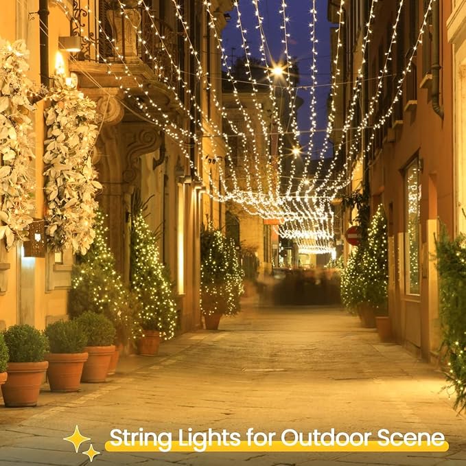 4 Pack 200 LED Battery Operated String Lights, 8 Modes Twinkle Fairy Lights | 66FT Warm White Christmas Lights Indoor Outdoor, Waterproof Battery Lights for Bedroom Party Porch Tree Holiday Decorations