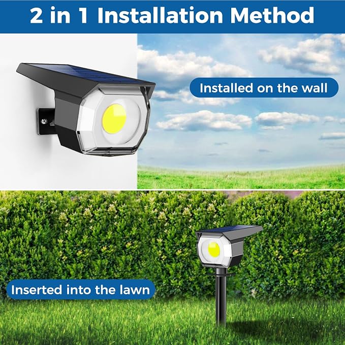 8 Pack Solar Spot Lights Outdoor Waterproof, Landscape Spotlights | Cool White, Solar Powered, Auto On/Off, Lighting for Outside Pathway Yard Lawn Flag Garden Walkway Pathway