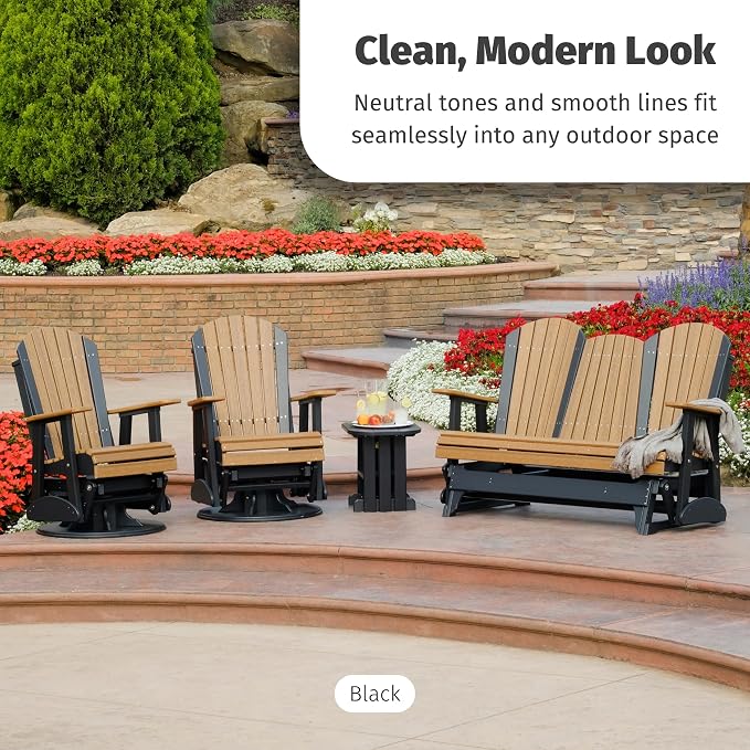 LuxCraft Poly Small Table Stand, Outdoor Side Tables for Patio, Weatherproof Patio End Table for Outside, Eco Friendly and UV Resistant HDPE - Amish Made in USA (Dove Gray & Black)