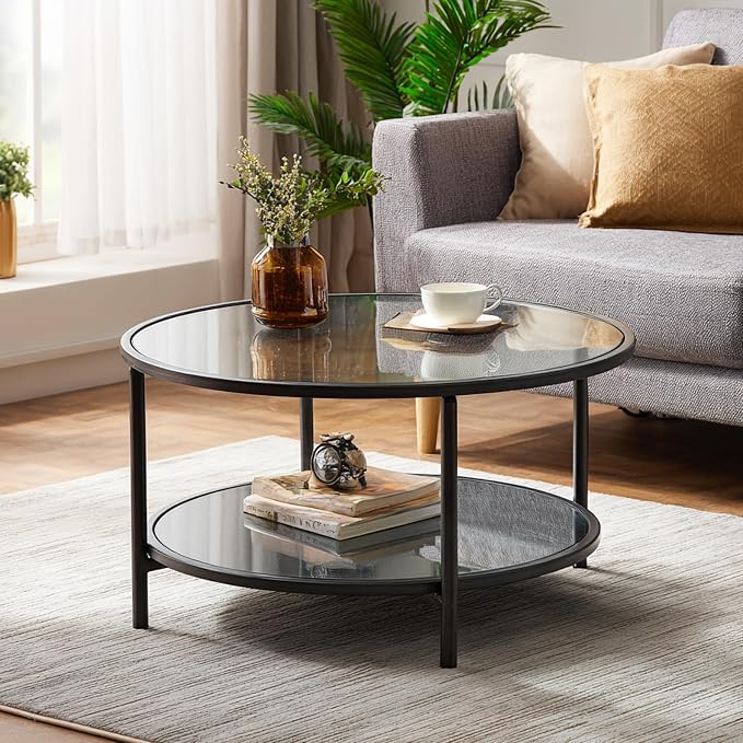 18" Tempered Glass Table Top Round Gray Table Surface 1/4'' Thick Pencil Polished Edge Multipurpose for Dining, Coffee, Restaurant and End Table (18 inch-Gray)