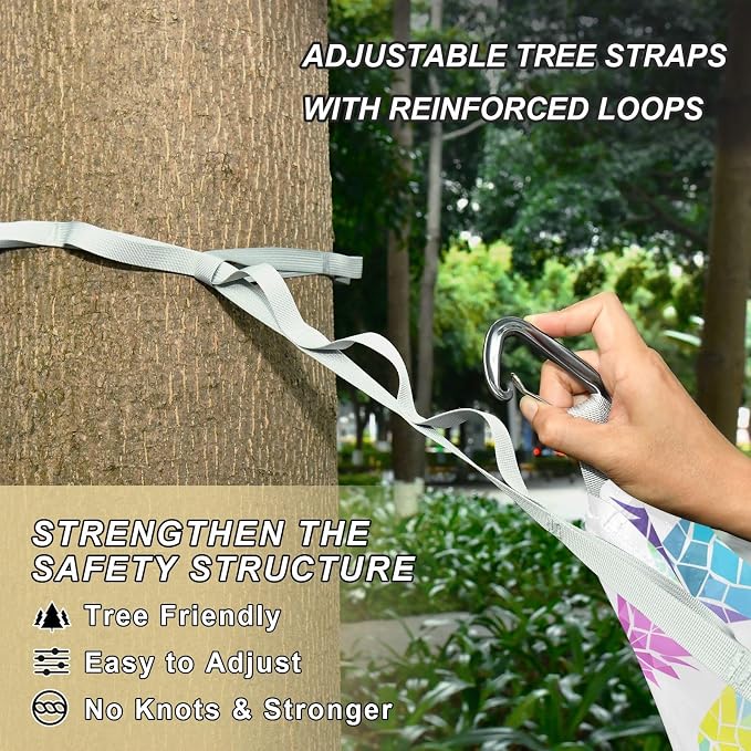 Camping Hammock Outdoor Hammocks for Outside Rainbow Pineapple Beach Trees Portable Lightweight with Pockets Tree Straps Indoor