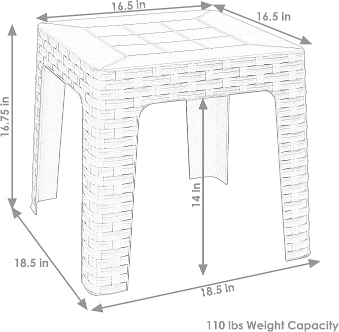 Sunnydaze Adirondack Small Outdoor Side Table for Balcony Essentials - Plastic Square End Table for Outside Patio - Gray - Set of 4