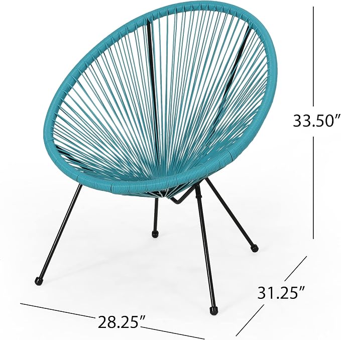Christopher Knight Home Outdoor Hammock Weave Chair with Steel Frame (Set of 4) - Teal and Black