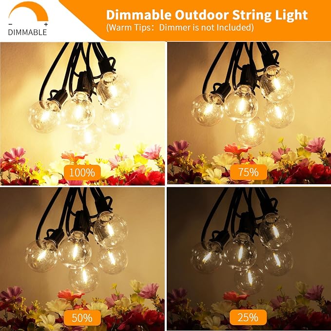 Svater 300 FT Outdoor String Lights for Outside Patio 156 Bulbs Waterproof | Commercial Grade Hanging Globe Lighting, Shatterproof G40 LED Bulbs, For Bistro Cafe Market Backyard Warm White (3*100)