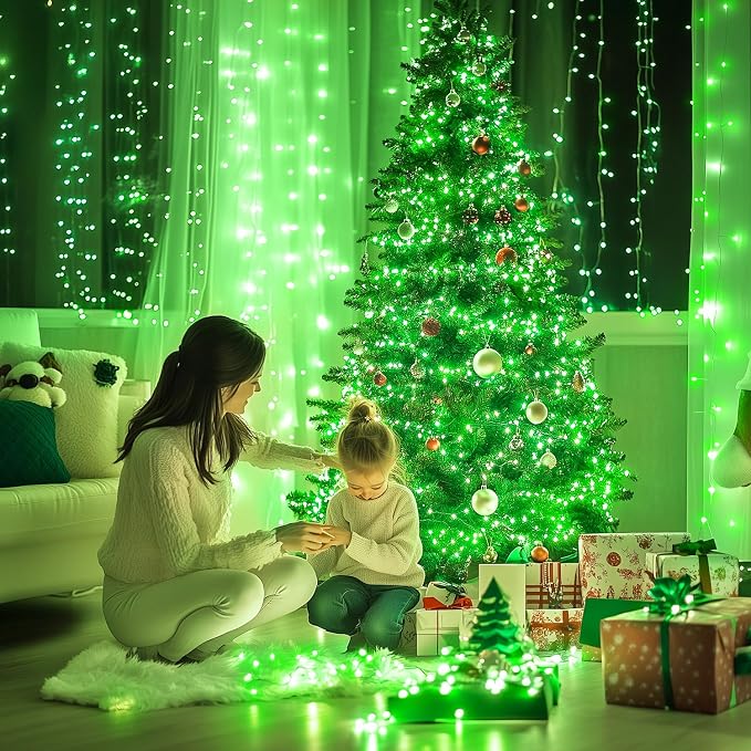 JMEXSUSS 150 LED Green Christmas Lights Indoor, Green Lights for Halloween | Connectable String Lights Outdoor, 59ft 8 Modes Green Christmas String Light for Bedroom Room Home Party Christmas Tree Decor