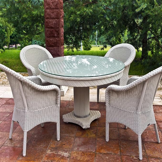 Dulles Glass 27 inch Round Glass Table Top - Tempered - 1/2" Thick Glass Surface, Safe Beveled Edge, Multipurpose for Dining Table, Patio, Coffee and End Table