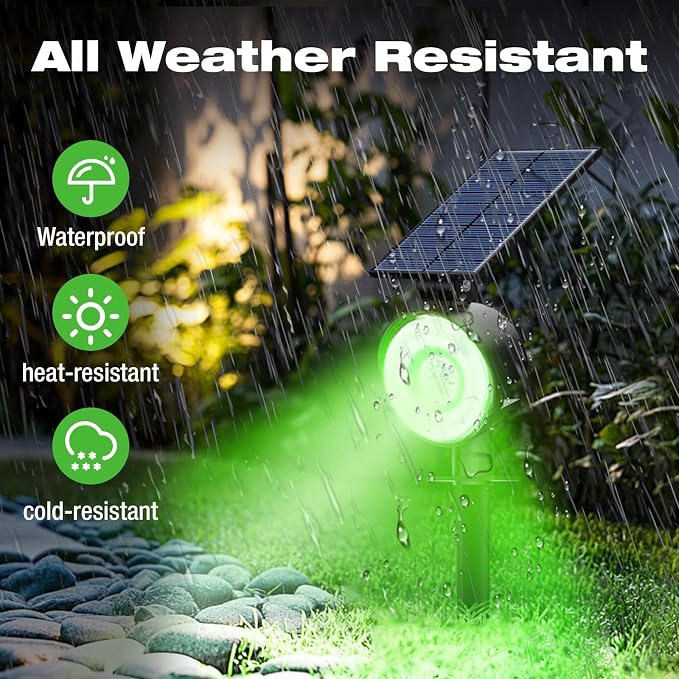 nipify Solar Spot Lights Outdoor Waterproof, Landscape Spotlights | Green, 2 Pack/53 LED/3 Modes, Adjustable Solar Panels, Auto On/Off, Uplights Lighting for Outside Tree Yard Flag Garden
