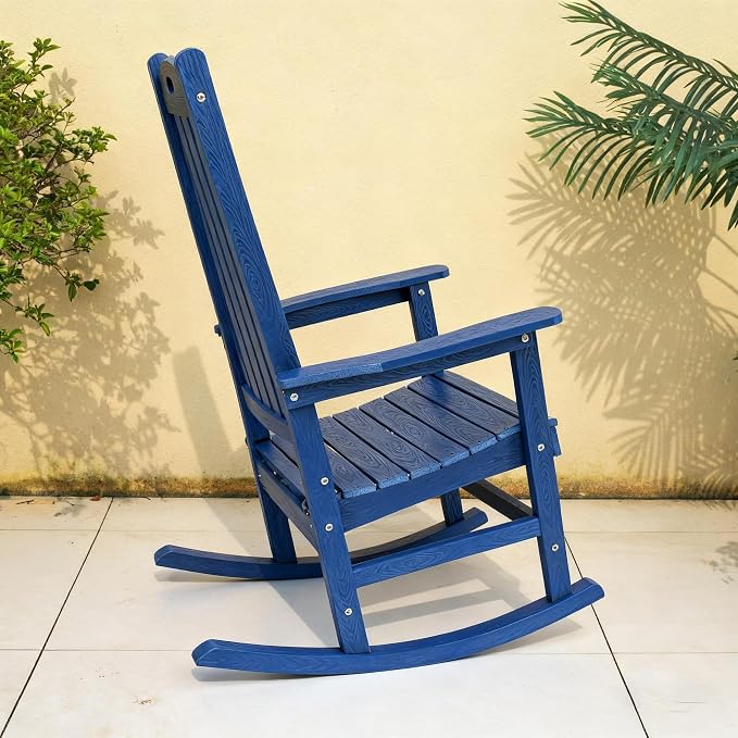 Wooden Rocking Chairs Outdoor, Navy Blue