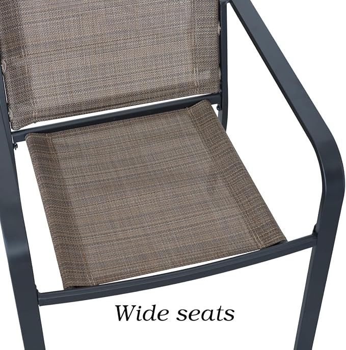 Outdoor Patio Set, 40" Round Glass Dining Table and 4pcs Stackable Chairs, All-Weather Patio Furniture Set with 1.7" Umbrella Hole for Garden Backyard Lawn Poolside