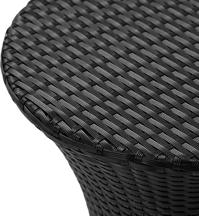 Outdoor Wicker Side Table, Lightweight & Water-Resistant All-Weather, Small Rattan End Table Hourglass Shape Wicker Patio Table, for Patio Porch Living Room, Black