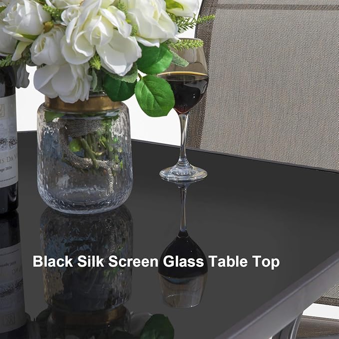 Avestar Nuu Garden Patio Bar Table, 32 Inch Outdoor Bar Height Bistro Table with with Tempered Glass Table Top and Powder-Coated Iron Frame,Black