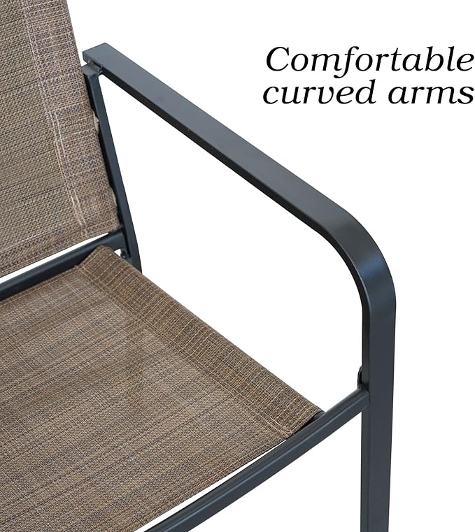Anmutig 5-Piece Outdoor Dining Set, 40-Inch Round Glass Table with 4 Stackable Chairs, Brown