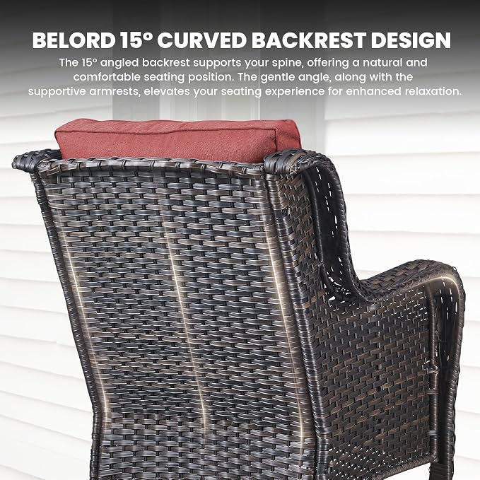 Belord Outdoor Wicker Furniture 5 Pieces Patio Furniture Sofa Set Patio Wicker Chairs with Ottomans Conversation Set for Porch Garden Deck Balcony Poolside