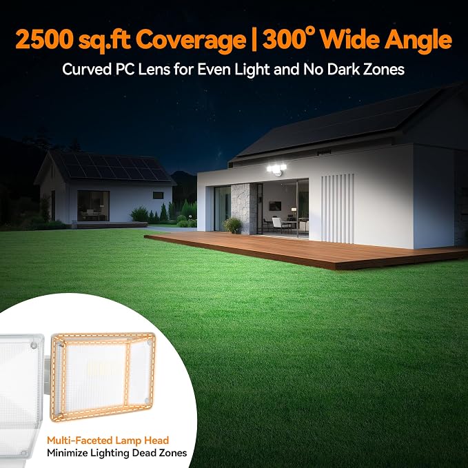 85W 10000LM Switch Controlled Outdoor Flood Lights, 4-Head Super Bright LED Security Light, 5000K Daylight, IP65 Waterproof Hardwired Exterior Light for Outside Garage Yard (White)