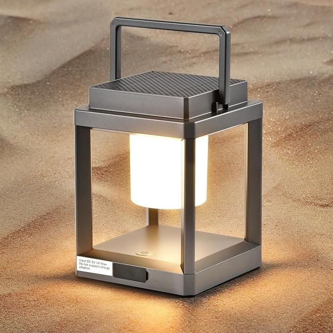 Solar Outdoor Table Lamp: Outdoor Lanterns for Patio Waterproof,Portable Rechargeable Solar Lamp