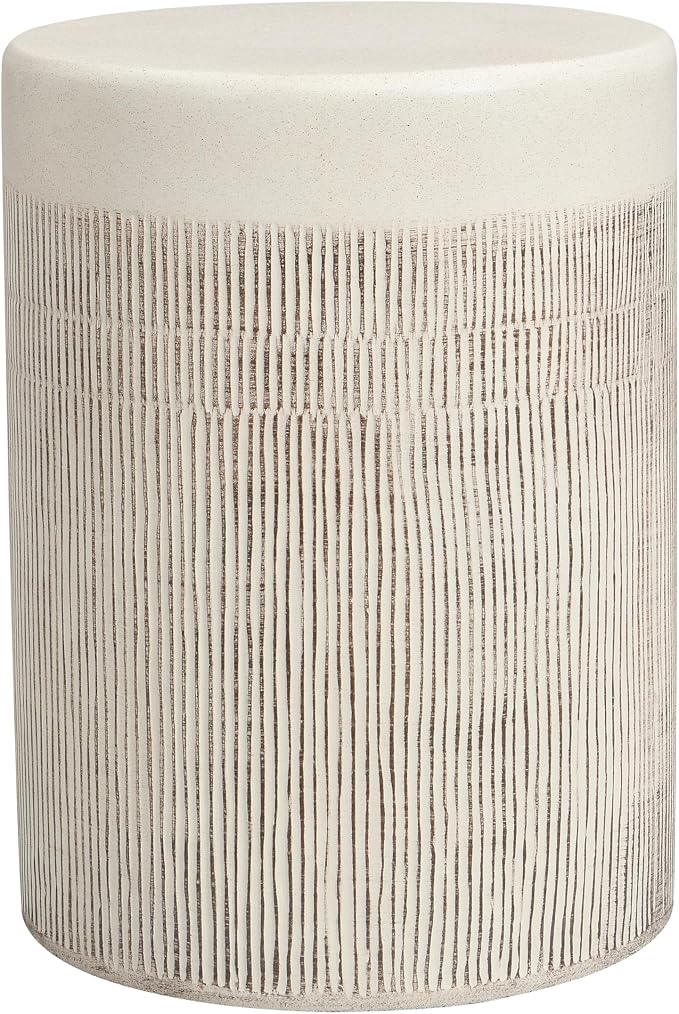Christopher Knight Home 17.52" H Textured MGO Side Table Cylindrical End Table Indoor Outdoor Living Room Patio Balcony Decor Minimalist Accent Furniture, White
