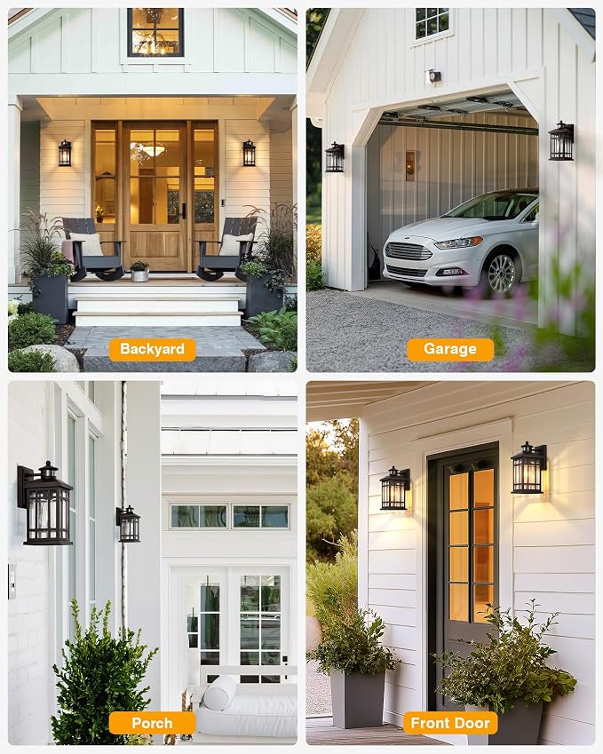 Porch Lights Outdoor with Motion Sensor, 2 Packs Oil Rubbed Bronze Outside Lantern Fixtures Wall Mount, Aluminium Anti-Rust Exterior Wall Light, Dusk to Dawn Coach Light for Garage Patio Entry