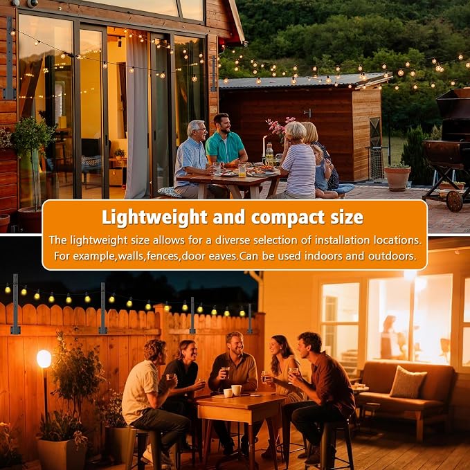 Mutovlin 10 Pack String Light Poles,2.8 Ft Light Poles for Outside String Lights,Outdoor Lights Pole with Fork,Metal Poles Stand for Patio Deck Backyard
