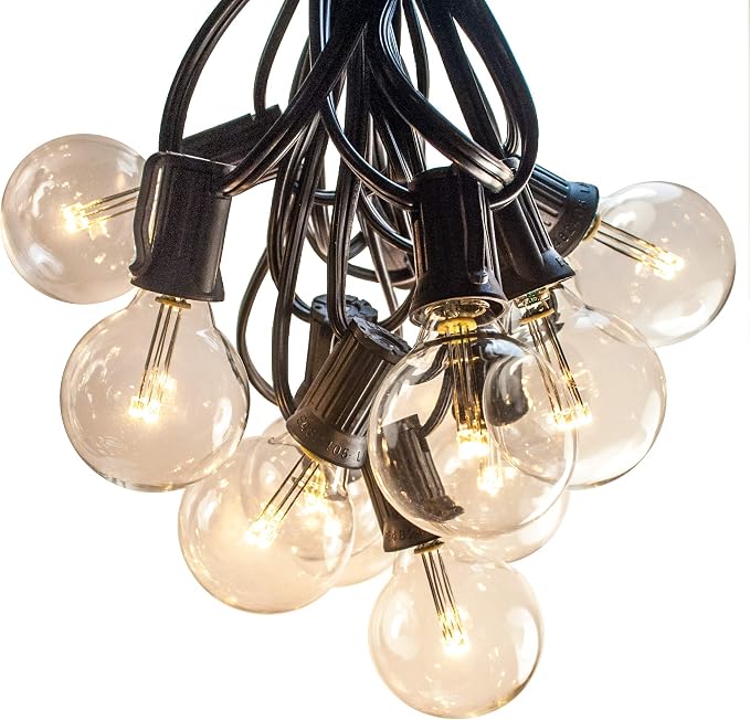 100 Foot Outdoor LED String Lights with G40 LED Globe Bulbs (Black Wire) | LED Outdoor String Lights for Patio Cafe Deck Party and Backyard Lighting