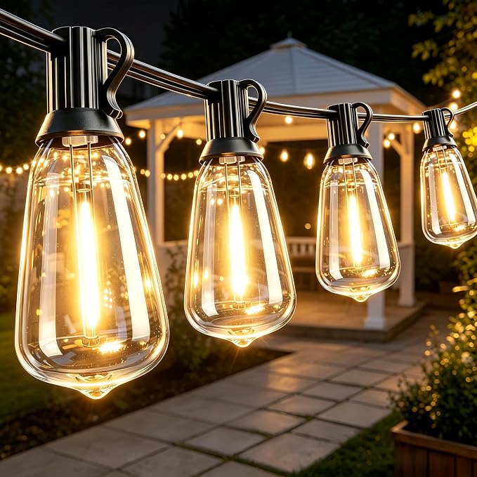 Outdoor String Lights, Waterproof Shatterproof Vintage Bulbs | 25FT Patio Lights, 10 bulbs, Dimmable & Connectable, 2700K Warm White, ideal for Balcony, Porch, Party & Indoor Decoration