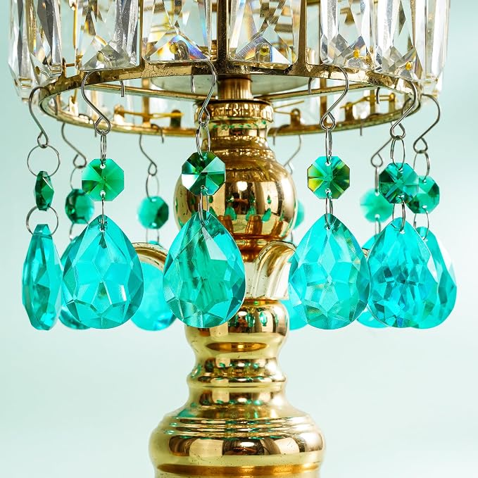 10 Pcs Cyan Blue Crystal Bauhinia Prisms Chandelier Window Decor | Cyan Blue Crystal Bauhinia Pendants 3 Inch Chandelier Beads Replacement Hanging Sun Catcher for DIY Window Wedding Decor
