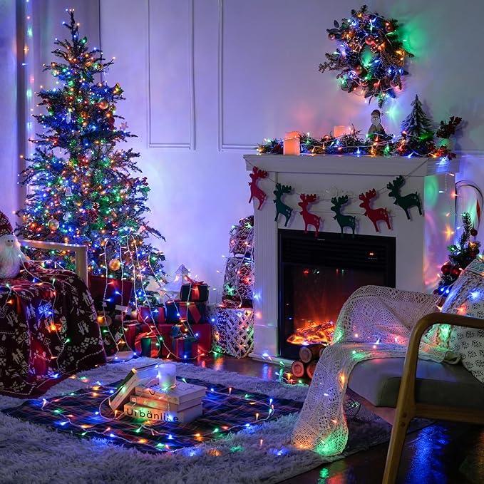 JMEXSUSS 150 LED Multicolor Christmas Tree Lights Indoor Outdoor Waterproof | 59 Ft Connectable Colorful Christmas String Lights Plug in, 8 Modes Multi-color String Lights for Patio Party Holiday Decor