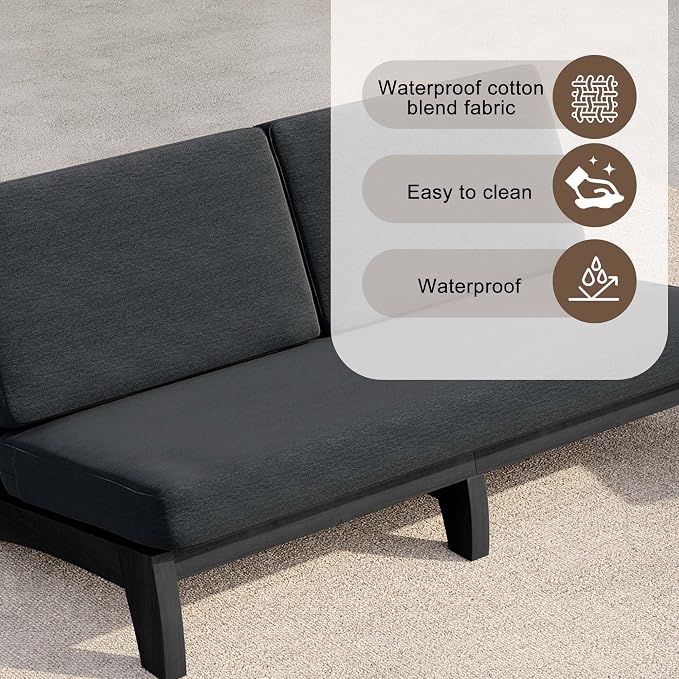 3 Pieces Patio Furniture Sets, All-Weather Outdoor Wood Bistro Set Patio Conversation Coffee Table Chiars and Patio Loveseat for Balcony, Backyard