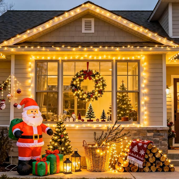 JMEXSUSS 100 LED String Lights Indoor Bedroom Warm White Christmas Lights | 8 Modes Plug in Classroom Lights, 33 ft Connectable Room Fairy Twinkle Light Outdoor for Mirror Room Home Garden Xmas Tree