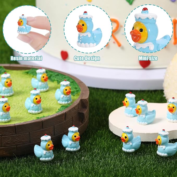 30 Pcs Cake Ducks, Mini Cake Resin Ducks Bulk, Cute Toy Figures for Birthday Party Favors, Themed Decor, Kids Gift Collection (Cake Duck)