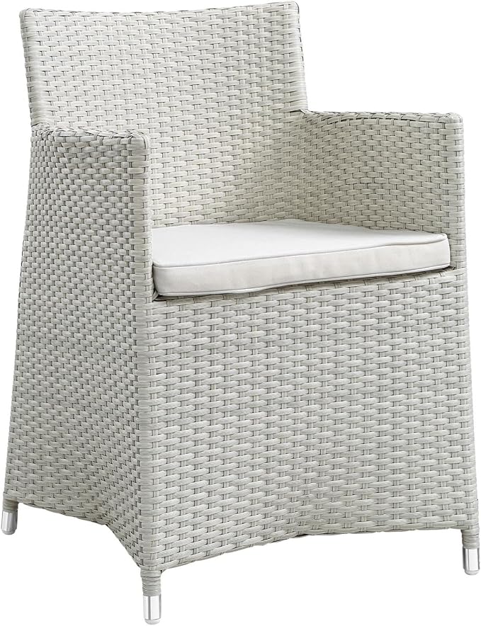 Modway EEI-1758-GRY-WHI-SET Junction Wicker Rattan Outdoor Patio 3-Piece Dining Set, Gray White