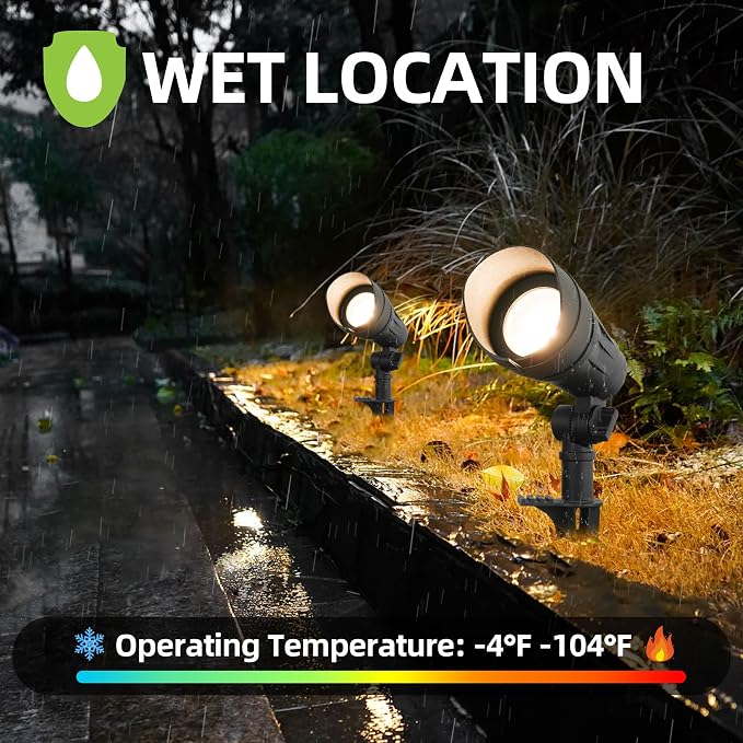 hykolity Low Voltage LED Landscape Spotlights, Aluminum Spot Lights Outdoor | Waterproof Outdoor Spot Lights, 12-15V 7.5W 390LM, Black Wired Landscape Lighting for Yard Garden Pathway, 4 Pack