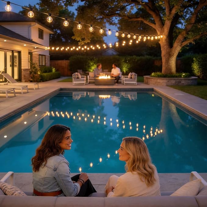 RTTY Outdoor String Lights 100 FT, Waterproof Patio Light 52 LED Bulbs | Lights for Outside Hanging Globe Lighting, Connectable Shatterproof G40 Bulbs for Cafe, Bistro, Yard, 2700K Dimmable