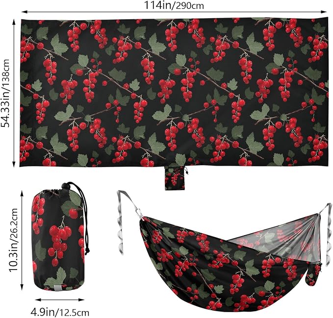 Camping Hammock Outdoor Hammocks for Outside Red Currant Beach Trees Portable Lightweight with Pockets Tree Straps Indoor