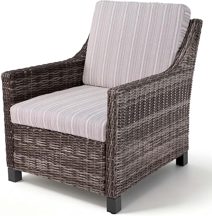 Wicker Patio Conversation Set, Outdoor Patio Chair Set with Deep Seating, Wide Armrests & Thick Cushions, All-Weather Outdoor Furniture Set for Patio, Porch, Deck & Backyard