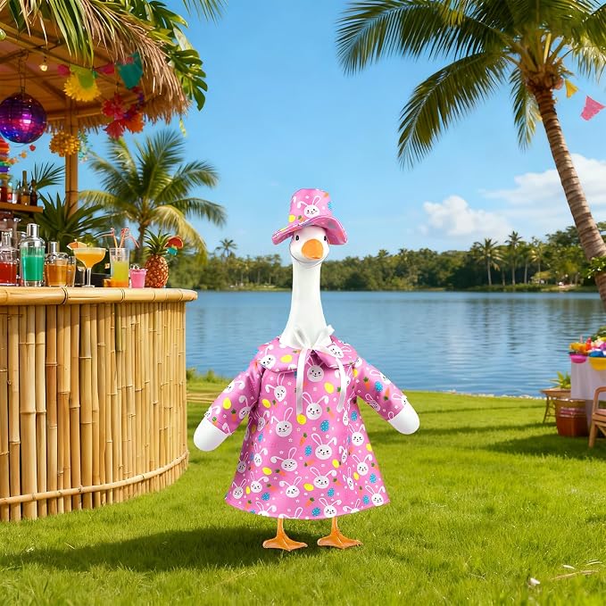 Easter Porch Goose Outfits,Cute Bunny Costume for 23" In Porch Goose | Porch Goose Outfit,Easter Rabbit Goose Clothes for Garden Porch Yard Lawn Patio Decor