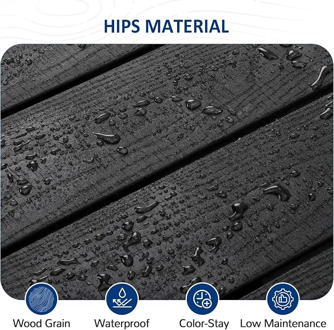 Outdoor Dining Table, Weatherproof 63" Rectangle HIPS Patio Dining Table for 6, with 2" Umbrella Hole, Outdoor Table for Backyard Deck Poolside, Black