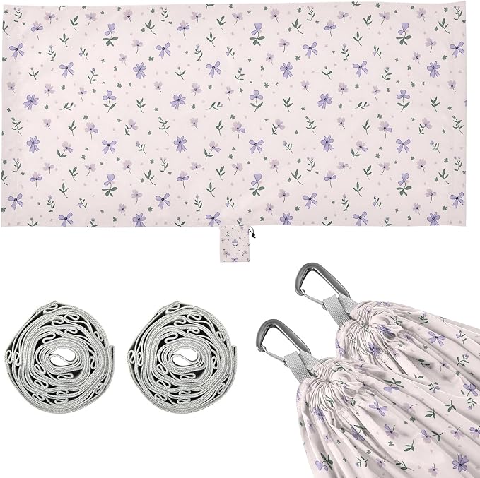 Camping Hammock Outdoor Hammocks for Outside Lilac Florals Bows Beach Trees Portable Lightweight with Pockets Tree Straps Indoor