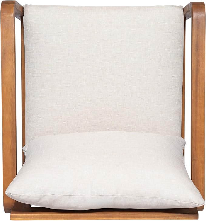 Christopher Knight Home Myra Acacia Wood 4 Piece Outdoor Patio Furniture Set, Wooden Patio Conversation Set with Loveseat Club Chairs & Coffee Table, 4-Seater Patio Sofa Chair and Table Set,Teak+Beige