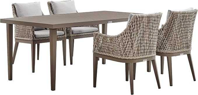 armen LIVING Grenada 5 Piece Grey Aluminum Outdoor Dining Set with Grey Fabric