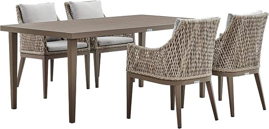 Armen Living Silvana Modern Outdoor Patio Dining Set, 5 Piece, Gray