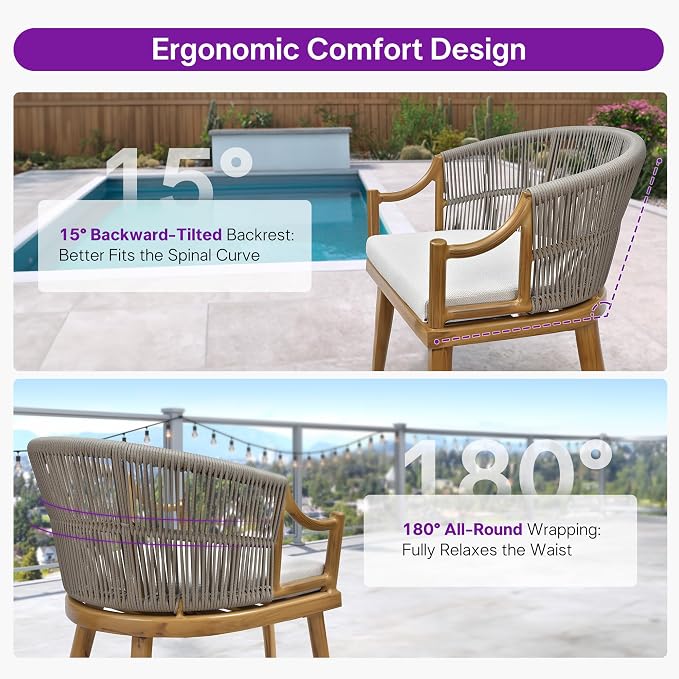 PURPLE LEAF 20 Pieces Outdoor Dining Set All Weather Wicker Patio Dining Set with Rectangular Aluminum Table and Modern Armrest Dining Chairs for Garden Deck Backyard Kitchen, Teak