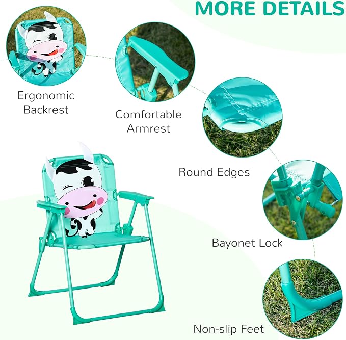 Outsunny Kids Table and Chair Set, Outdoor Folding Garden Furniture, Picnic Table for Patio Backyard, with Removable & Height Adjustable Sun Umbrella, White