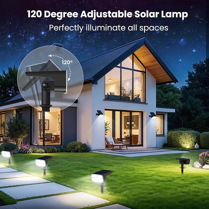JEJOT Solar Spot Lights Outdoor Waterproof,4 Pack,2 Lighting Modes Solar Spotlights, Solar Lights for Yard Garden Lawn Landscape,Cool White