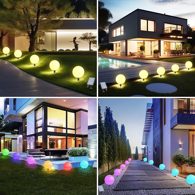 Solar Lights Outdoor Waterproof Decorations, 5 Pack Solar Globe Lights for Outside Color Changing Solar Garden Landscape Lights for Yard Patio Pathway Walkway Wedding Party Decor