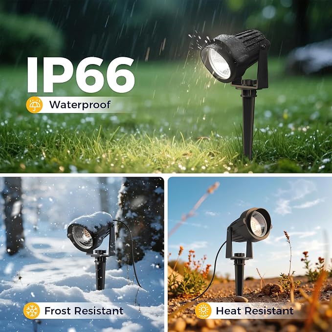 L LOHAS LED 5W Dusk to Dawn Outdoor Spotlight 6000K Landscape Light 2 Pack | Auto On/Off Outdoor Spotlights with Cool White Light, Ideal for Yard Lights, Garden Lighting, House and Pathway Decoration