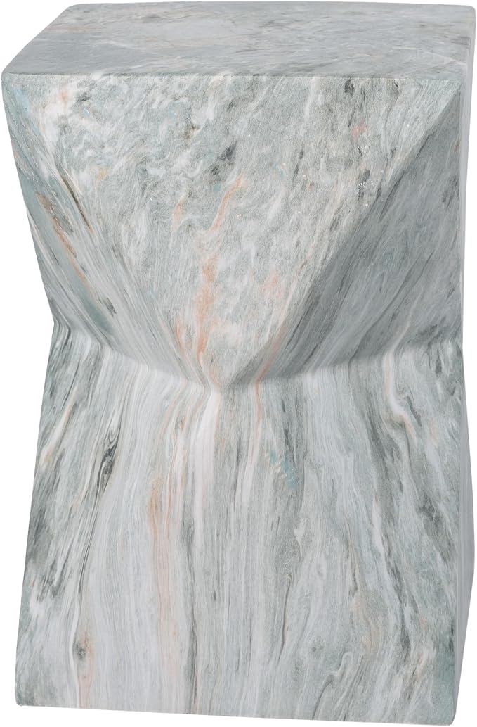 Christopher Knight Home 18.5 Inch Modern Geometric MGO Side Table Hourglass Accent End Table Faux Marble Look Indoor Outdoor Patio Living Room Bedroom