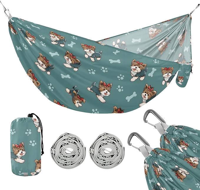Camping Hammock Outdoor Hammocks for Outside Cute Puppy Paw Beach Trees Portable Lightweight with Pockets Tree Straps Indoor Small