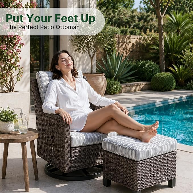 Wicker Patio Conversation Set, Outdoor Patio Chair Set with Deep Seating, Wide Armrests & Thick Cushions, All-Weather Outdoor Furniture Set for Patio, Porch, Deck & Backyard