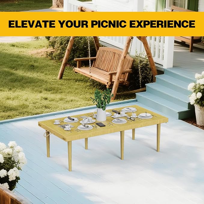 22x44 Inch Boho Low Picnic Wood Table With Foldable Design & 13in Table Leg | Low Height Floor Picnic Table For Sitting On The Floor Encourage A Laid-back Vibe At Home Or In Nature