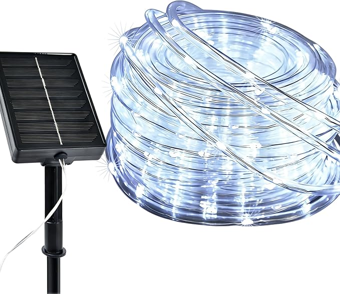 MERRIMAX M Solar Rope Lights Outdoor, 72FT 200LED Solar String Lights with 8 Lighting Modes, Waterproof Solar Powered Fairy Lights for Party Garden Yard Home Holiday Tree Decoration, Pure White